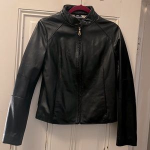 VINTAGE WILSONS LEATHER JACKET- SCUBA WOMENS JACKET WITH BRAIDED GOLD ZIPPER